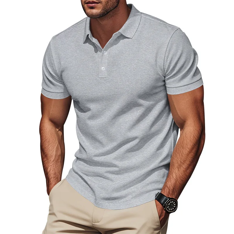 Men's Simple Quick-Drying Polo POLO Shirt Golf Type Men's Gentleman Loose Breathable Lapel Short