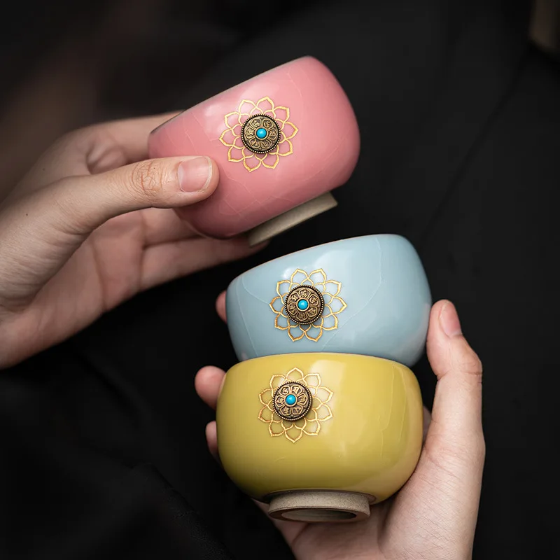 

Lard Frost Turning Luck Master Cup Ru Kiln Чайная чашка для питья Crackle Glaze Большой размер Персональный чайный сервиз кунг-фу Керамический подарок