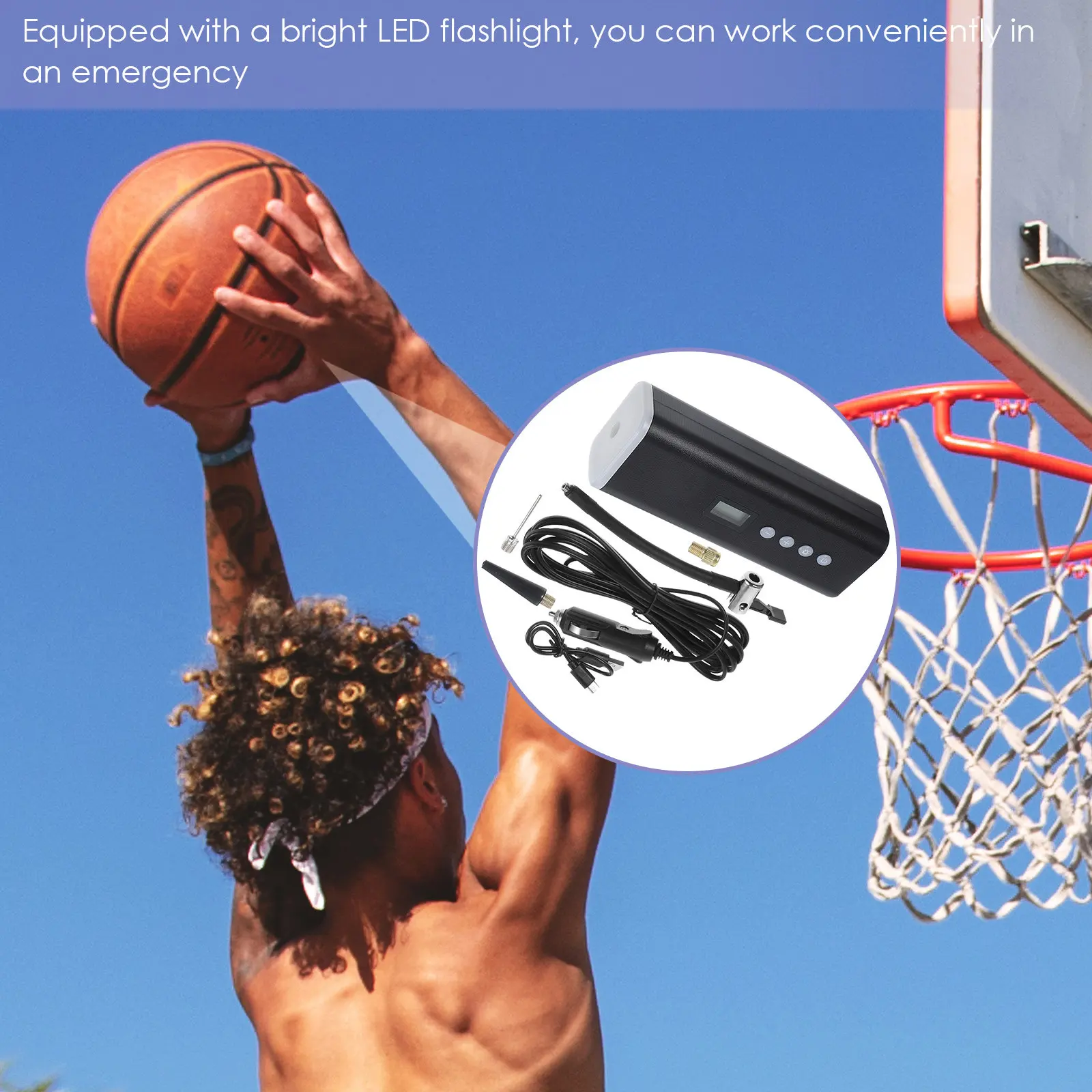 1Set Wireless Air Pump Portable Electric Air Compressor Car Tire Pump Mini Digital Display Handheld Inflator Emergency LED