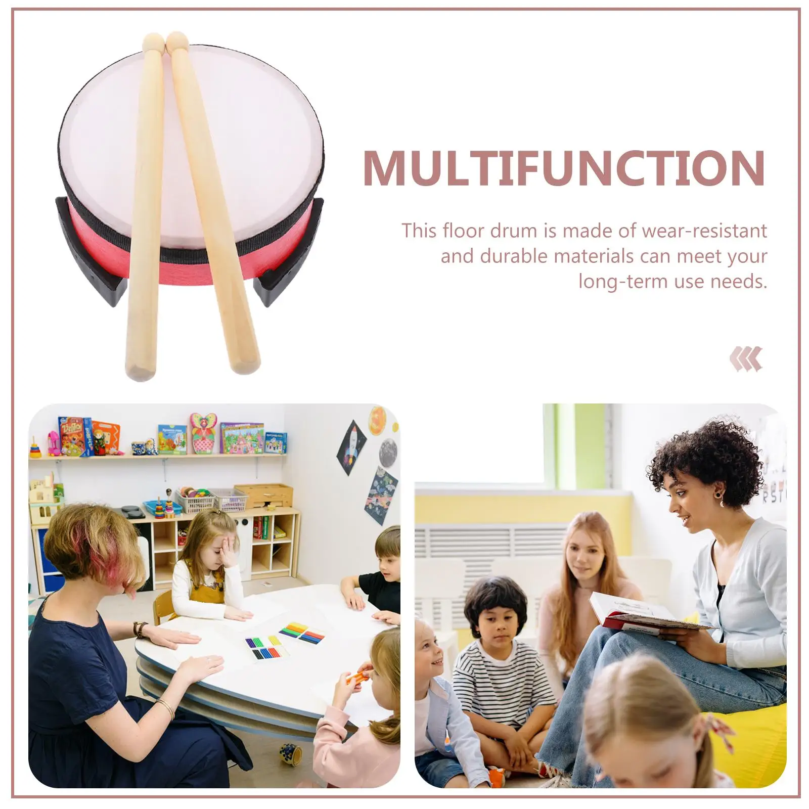 6 インチレッドフロアドラム子供打楽器幼児音楽玩具早期教育バスドラム素材ドラムスティック