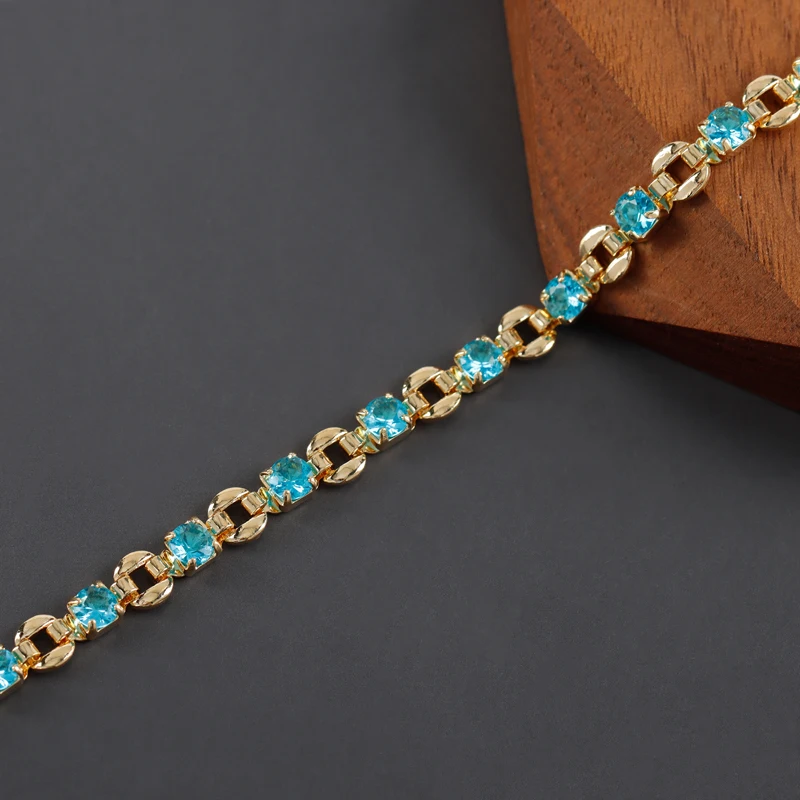 assoonas C226, DIY-Kette, 18k vergoldet, Kupfer, Zirkone, REACH-konform, nickelfrei, DIY-Armband-Halskette, Schmuckherstellung, 50cm/Stück – Detail 3