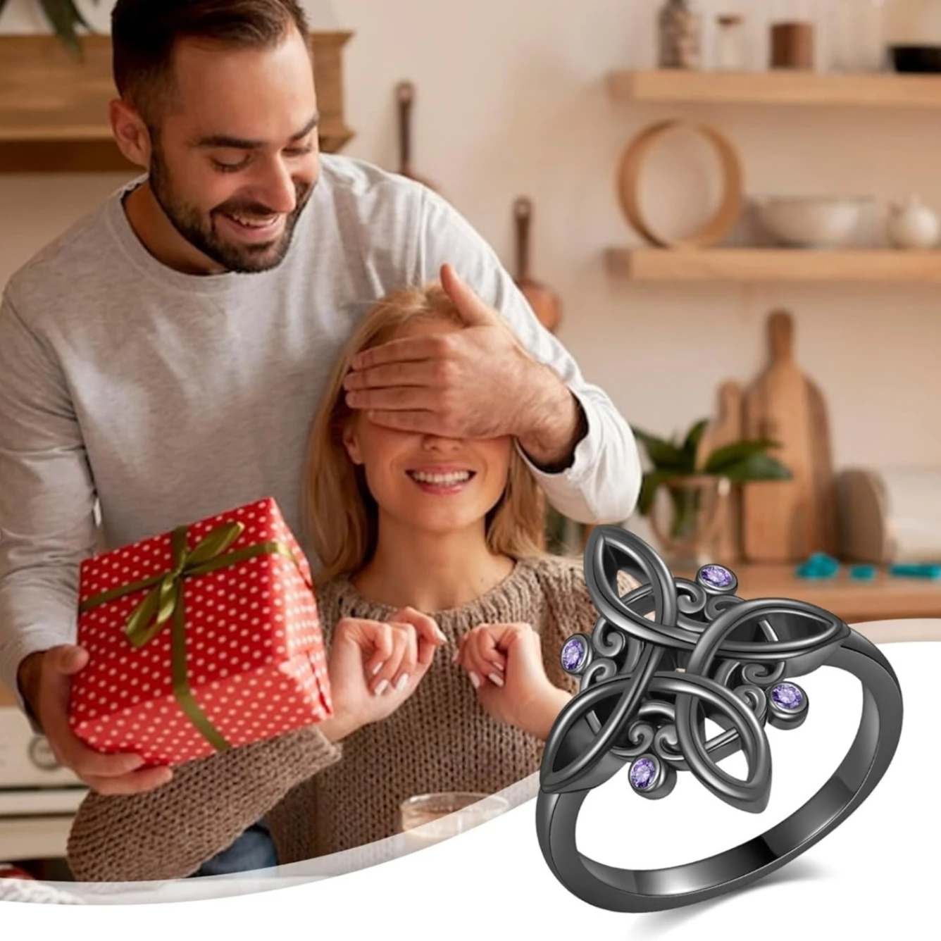 Nudo De Bruja Original schwarze Hexenknotenringe aus 925er Silber mit mystischem lila Zirkonring, Hexenschmuck, Geschenke für Frauen – Detail 5