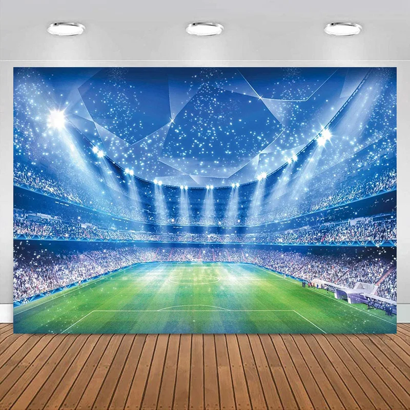 Soccer Field Photography Background Boy Sports Backdrop Field Auditorium Lighting Birthday Games Event Party Banner Decoration