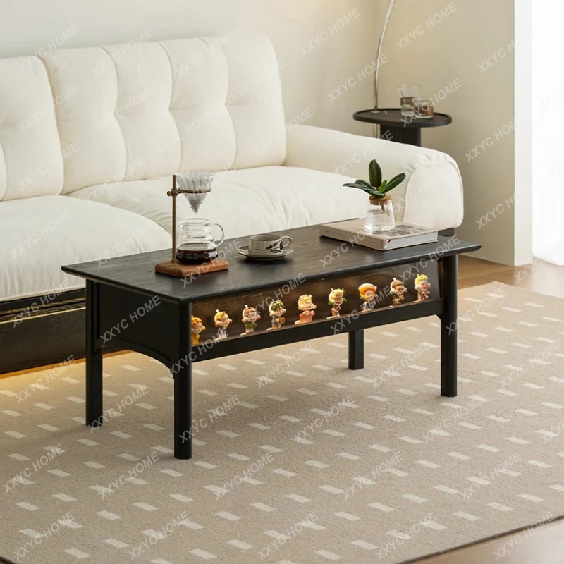 

LMultifunctional integrated medieval coffee table living room household high-end small apartment solid wood window cabinet