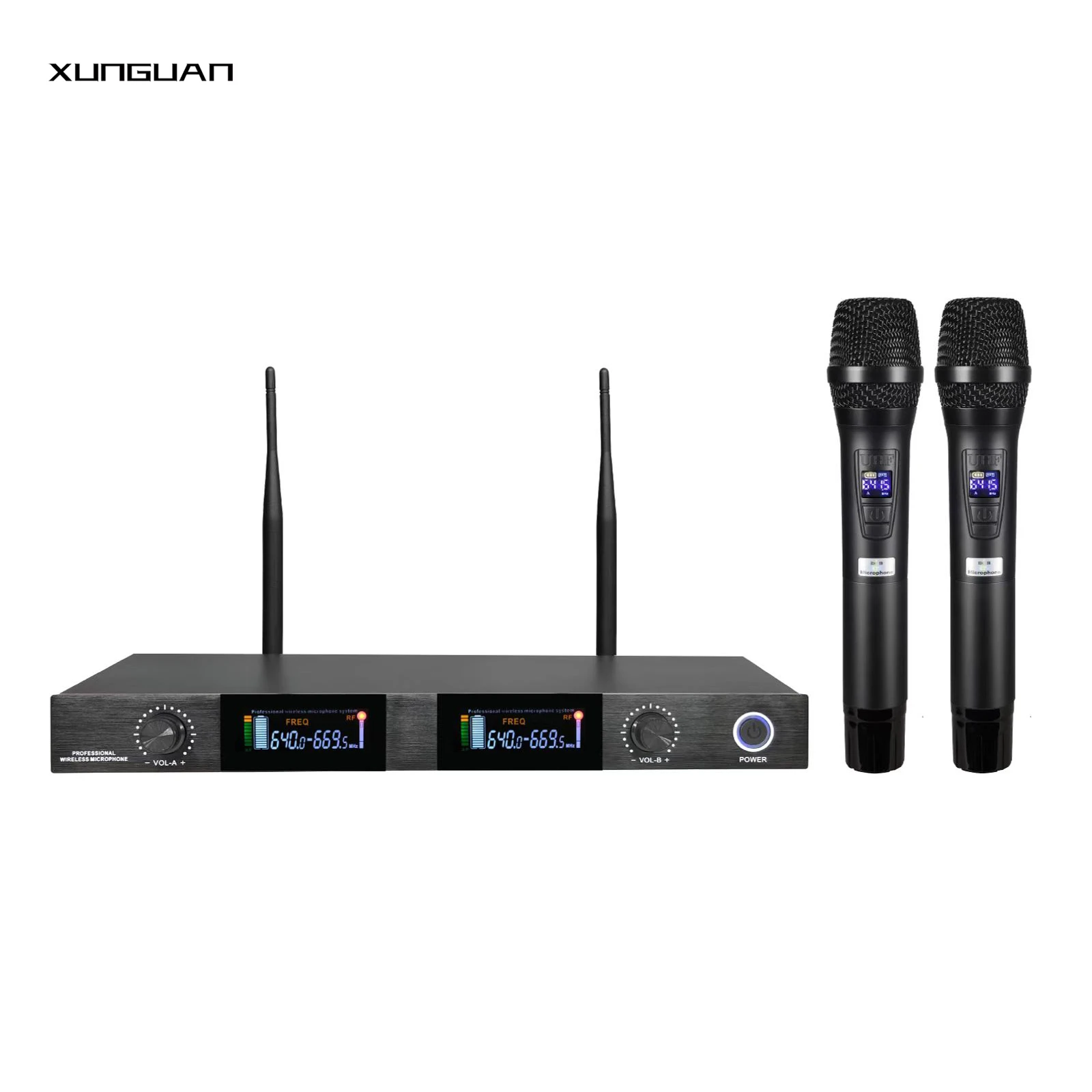 

Multiple 9-style Panel Design Metal Handheld UHF Without IR Wireless Microphone 2CH for Teaching/Conference/Small Stage