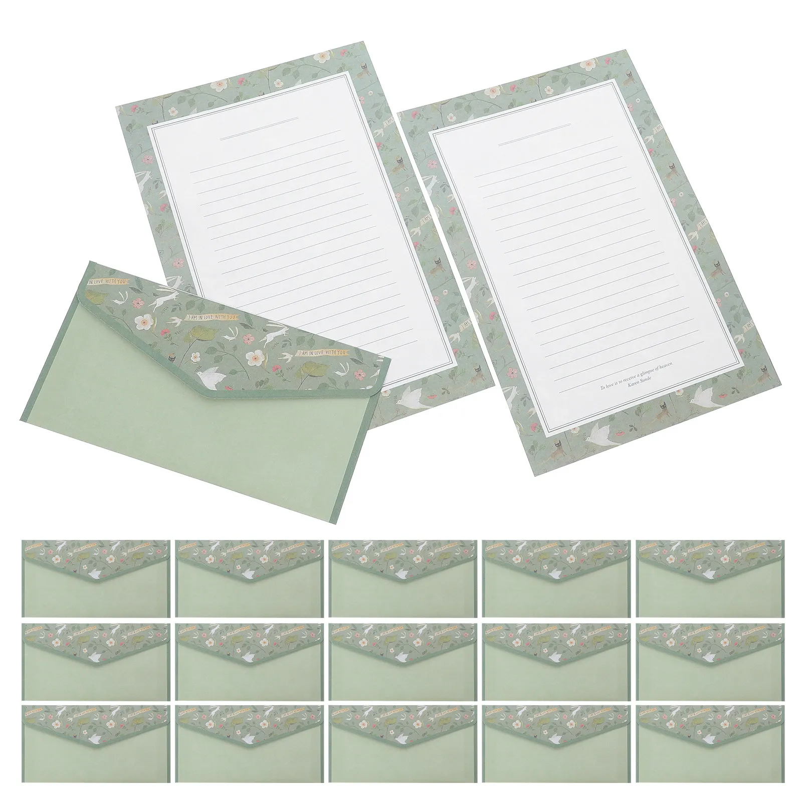 

1Set Vintage Floral Chinese Style Lined Letter Paper Envelope Set for Invitations Notes Wedding Thank You Cards Stationery