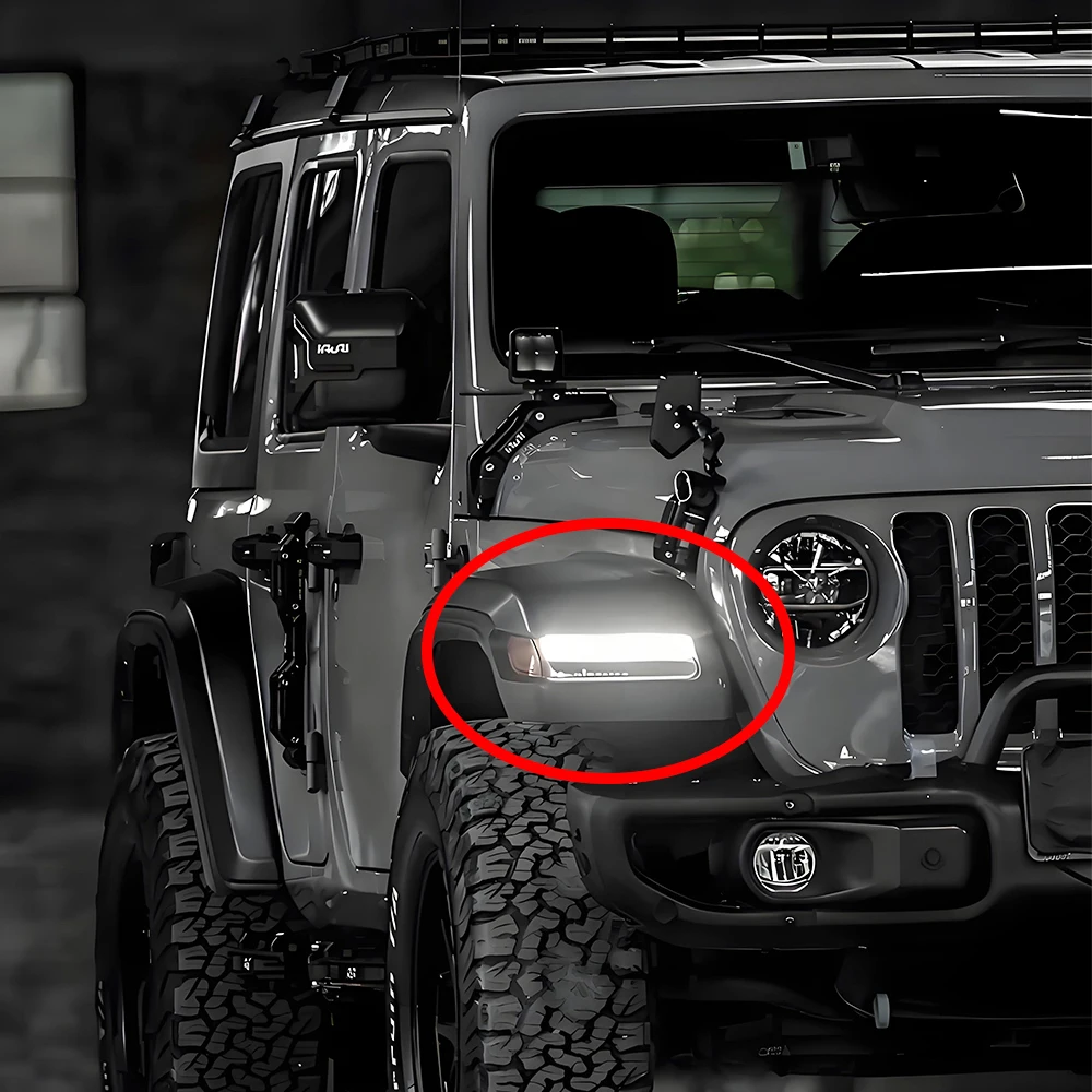 Lantsun JL1152-3 Side Maker Lights Front Fender Flare Light ABS Turn Signal Lights for Jeep for Wrangler JL2018+