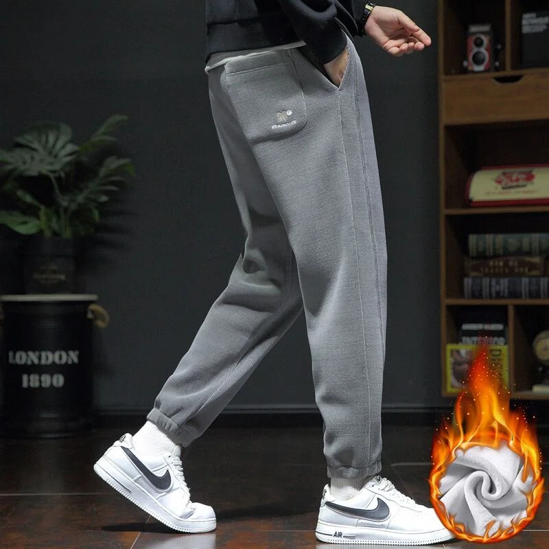 

Men's Winter Casual Fce Lined Loose Fit Spor Long Pants Elastic Waist Cargo Polyester Spandex Youth Faion