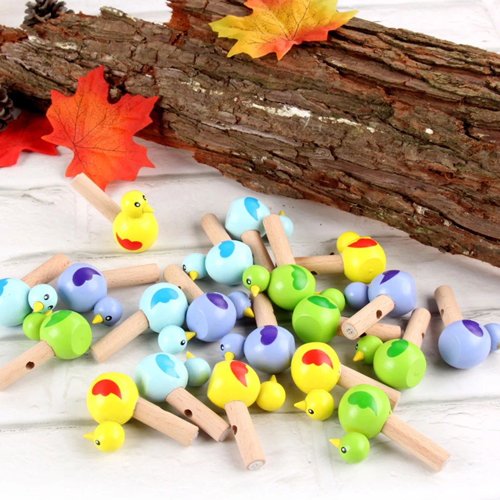 

20pcs Wooden Cartoon Bird Whistle Cute Cartoon Shape Kids Noise Maker Bird Shaped Whistles Safe Creative Gifts
