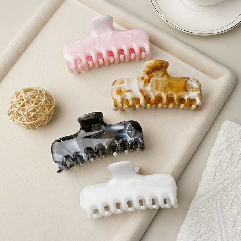 9.5cm Marble Pattern Hair Claws for Women Large Shark Clips Non-slip Jaw for Thick Hair Daily Styling Headwear Accessories