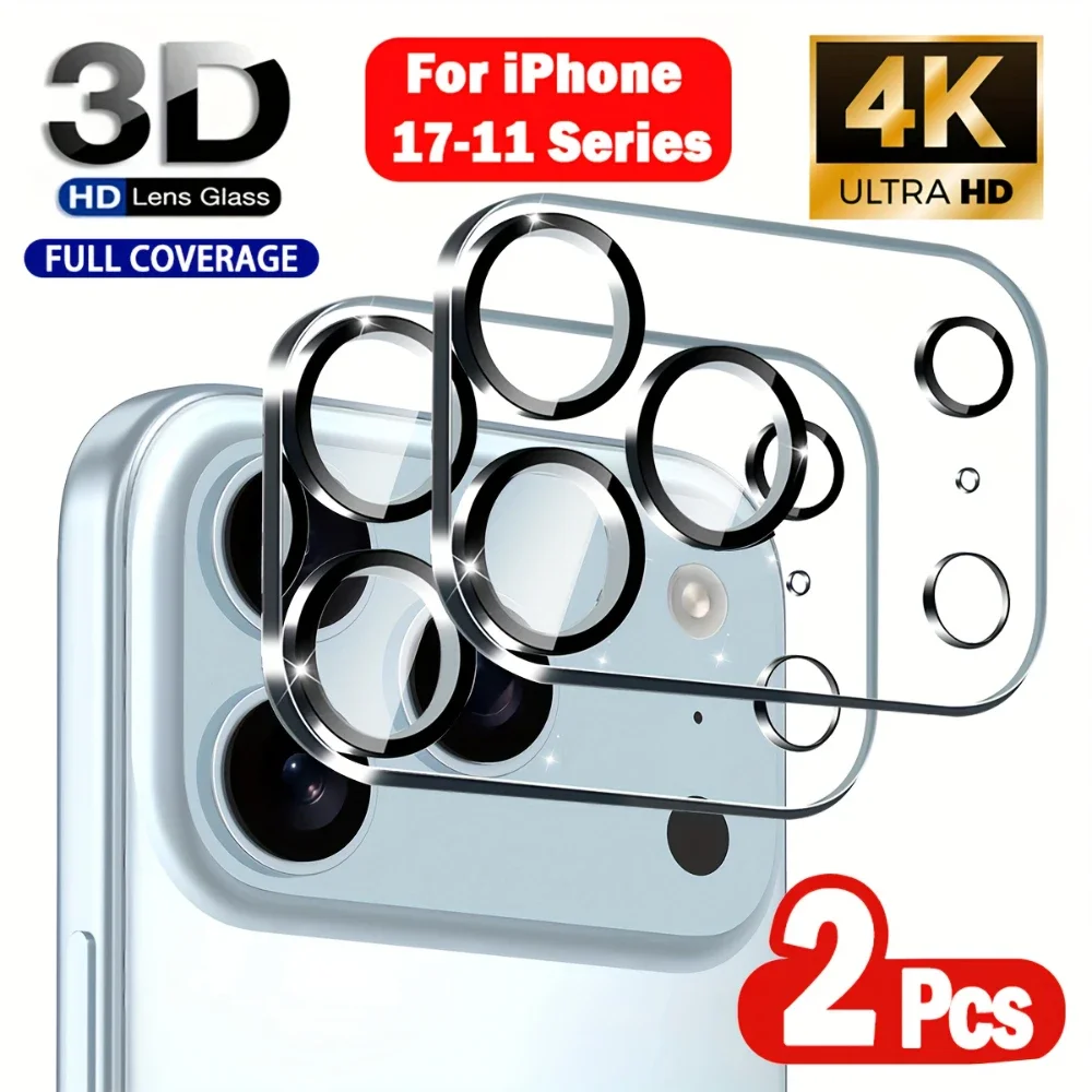 

2pcs Tempered Glass Camera Protector for iPhone 17 16 15 14 13 12 11 Pro Max/Pro/Plus/Mini Series Tempered Glass Protecto