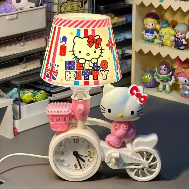 

Горячий Hello Kitty, креативный ночник с героями мультфильмов для девочек, подключаемый будильник, настольная лампа, светодиодная лампа для спальни, милые прикроватные декоративные светильники