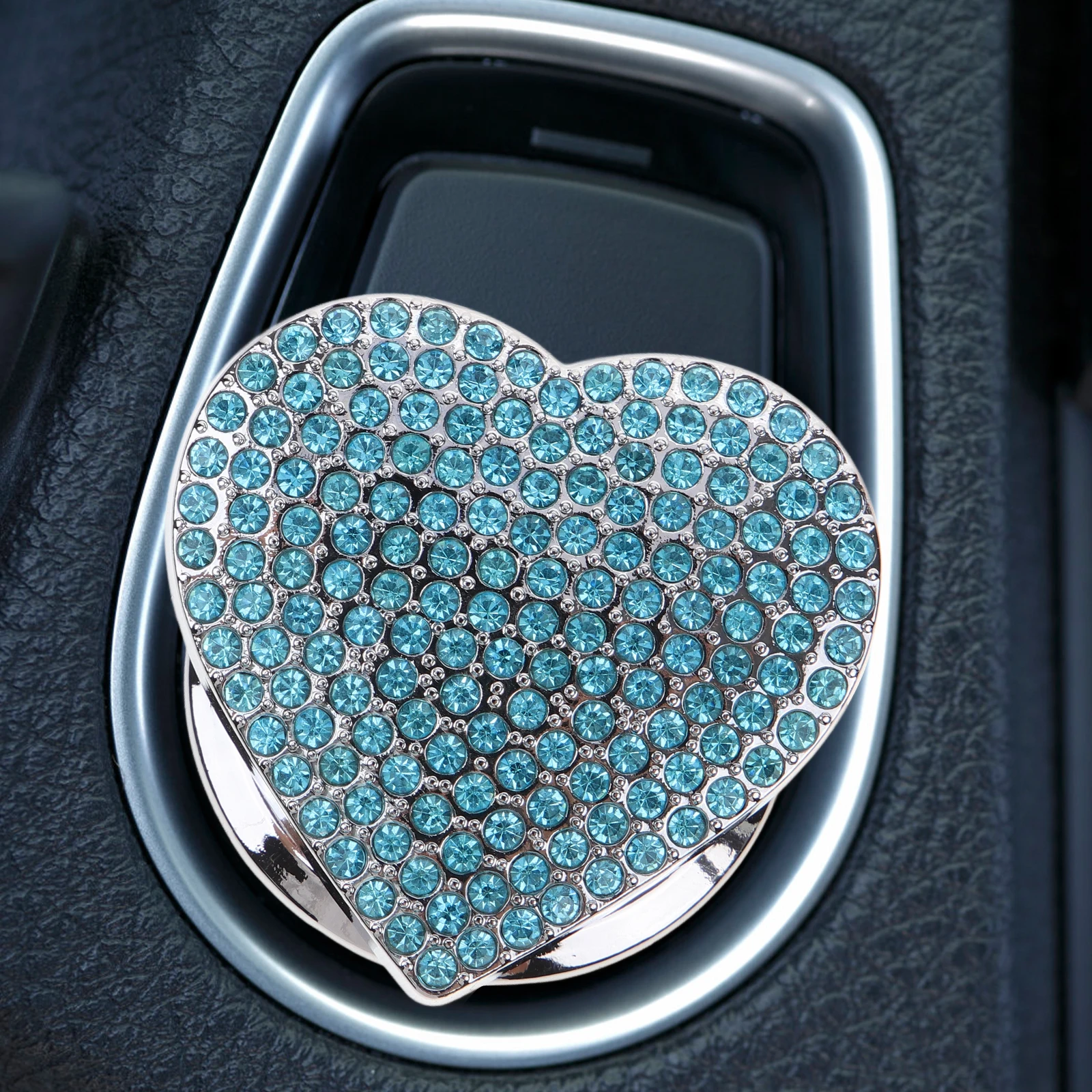 

Car Ignition Bling Cover Start Button Engine Love Push Zinc Alloy Sturdy Rhinestone Materials Heart Shaped Design