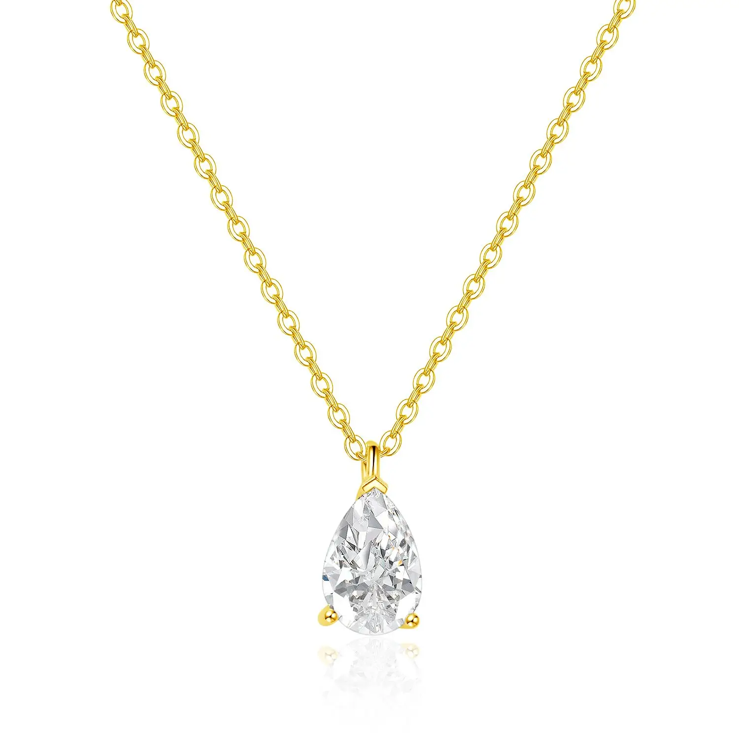 NGIC/NGTC Lab Grow Diamonds Necklace 18K Yellow Gold Simple Necklace For Women