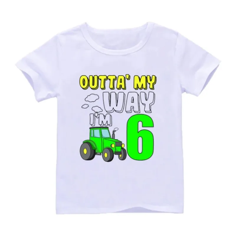 Summer Cute Tractor 1-8 Year Print T-Shirts Kids Happy Birthday Boy Girl Funny Gift Tshirt Tops