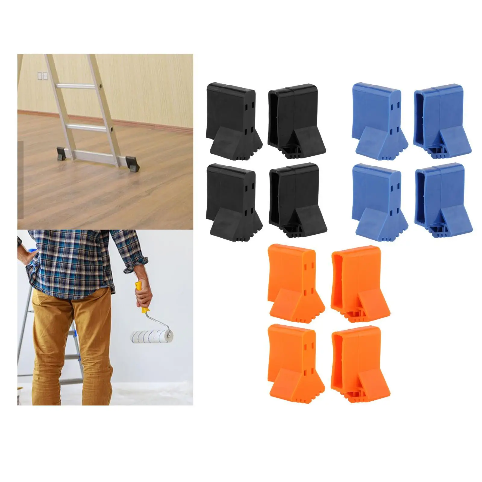 4 Pcs Ladder Feet Covers Protector Trapezoid Pads Non Slips Attic Ladder Leg Durable Silicone Furniture Foot for Home Office