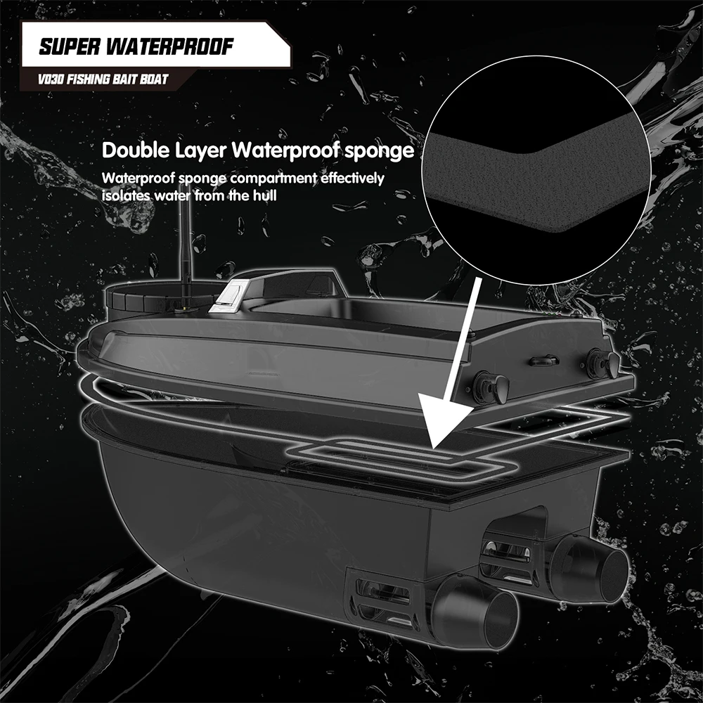 LOKEEVAN V030 RC Karpfen Angeln Köder Boot GPS, Große Größe 9 Angeln Boden 12 V High-Speed GPS Fishfinder Trawling Nest Köder Boot – Detail 19