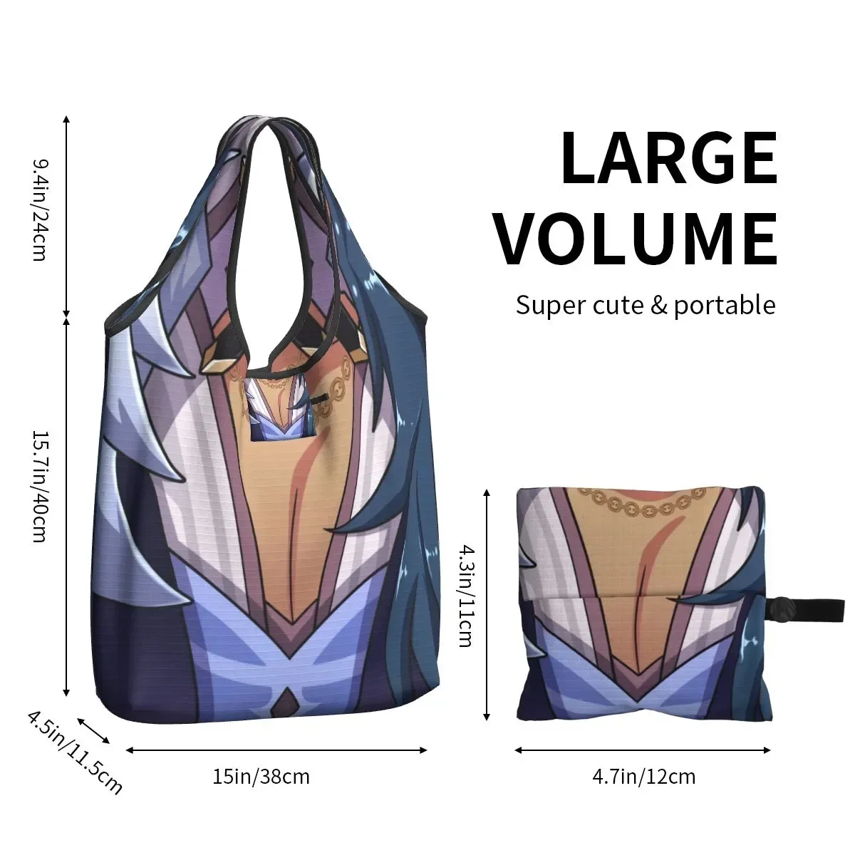 Divertente stampa Genshin Impact Kaeya Tiddies Tote Shopping Bag portatile Shoulder Shopper Anime Game Handbag