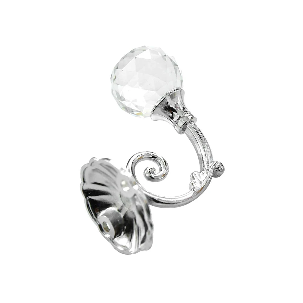 

2Pairs Zinc Alloy Crystal Drapery Hooks Vintage Style Wall Tiebacks for Curtain Coats Towels Bedroom Curtain Hanger