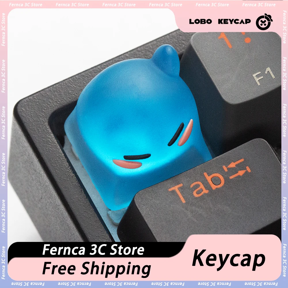 Slime Artisan Keycap Mechanical Keyboard Accessories Resin Art Cute Cartoon Blue Computer Accessories Keycap Customization Gift