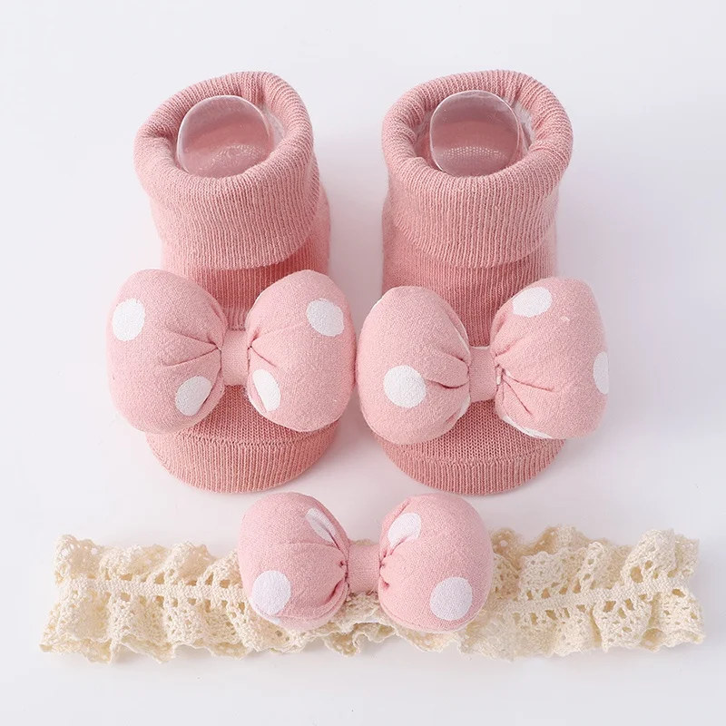 Baby Girl Headbands Socks 2Pcs/Set Sweet Cute Bow Newborn Baby Headband Elasitc Hair Bands Hair Accessories Xmas Gift