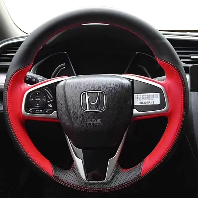 

hand stitched non-slip genuine Leather Sports style Car Steering Wheel Cover For Honda Civic 10 2016-2021 CR-V Clarity 2018-2021