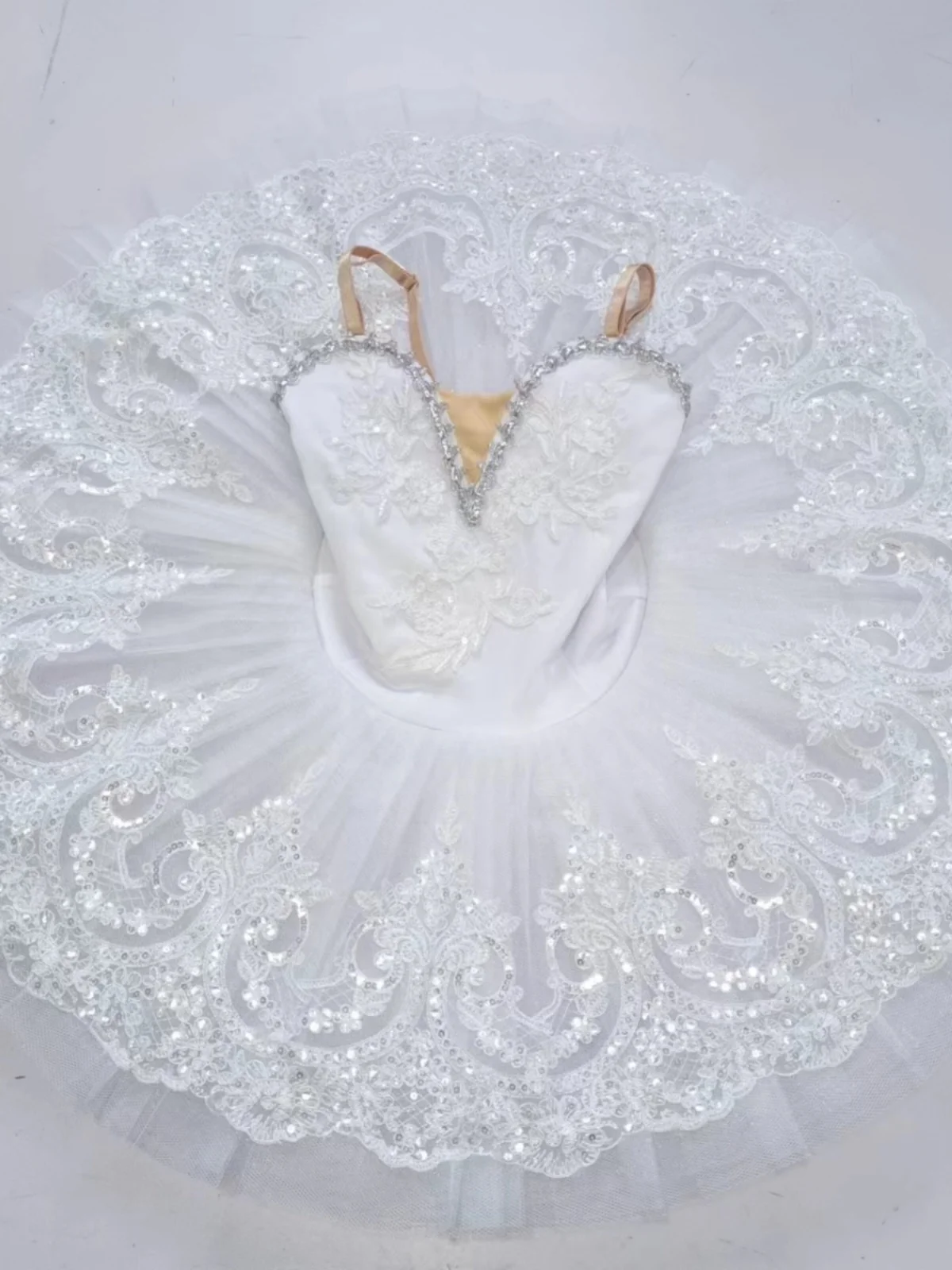 White Sequined Professional Ballet Tutu Women Adult Ballet Dress Girls Kids Stage Wear Swan Lake Dance Ballerina Costumes Wear