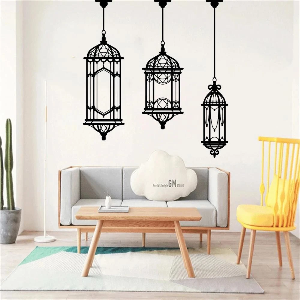 1 pc hot sale Arabic Lantern Stickers Light Lamp Wall Sticker Removable Wall Stickers Diy Wallpaper For Home Decor Living Room