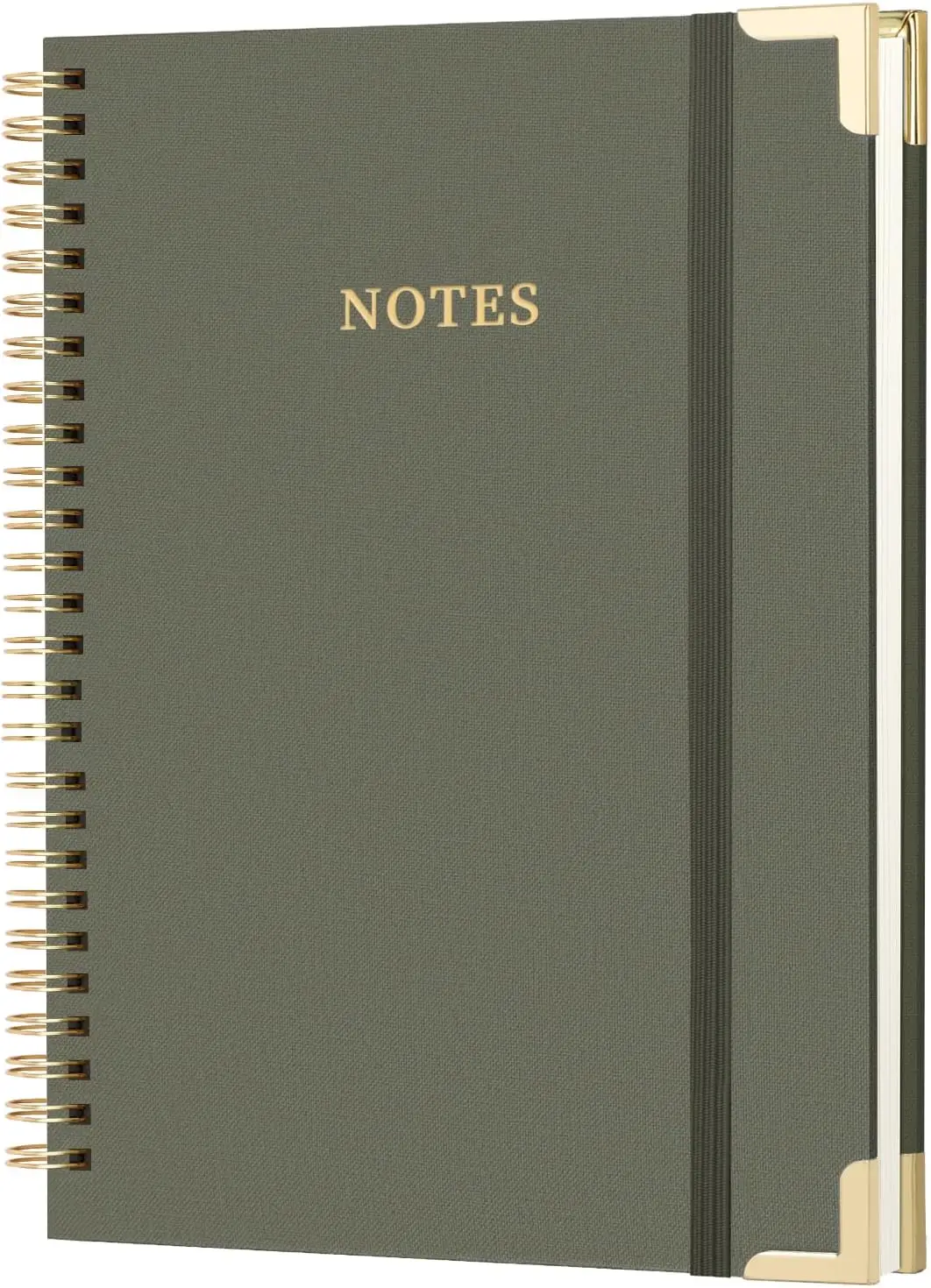 

A4 Spiral Notebook, 8.5x11 Linen Hardcover College Ruled Journal for Work & Note Taking, 100 Pages, Green