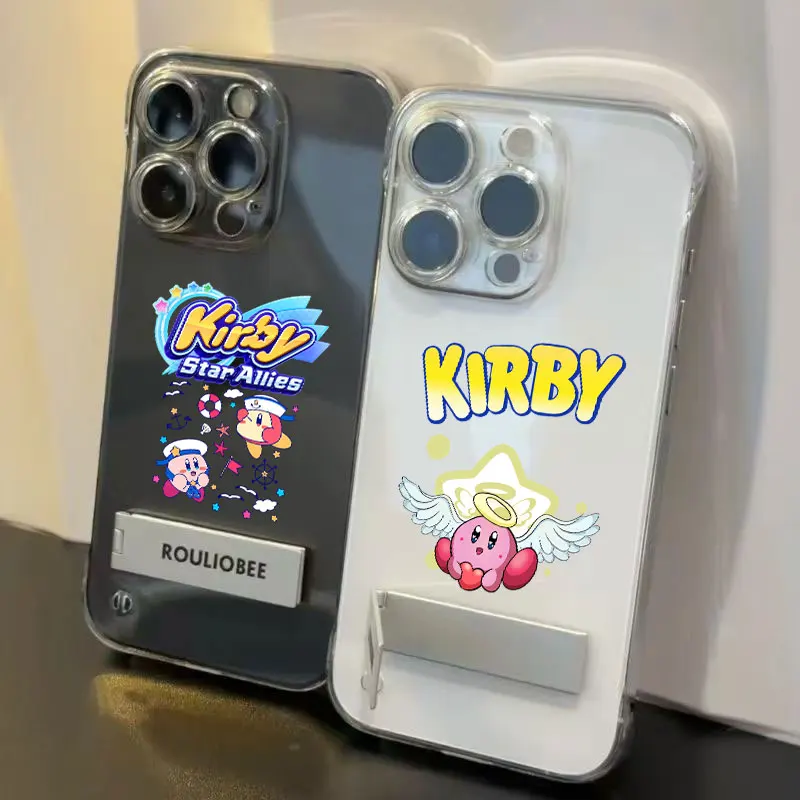 Kirby Frameless Clear Phone  Case for IPhone 15 14 13 12 16 Pro Max with Cellphone Mount Camera Lens Protection Umper Hard Cover