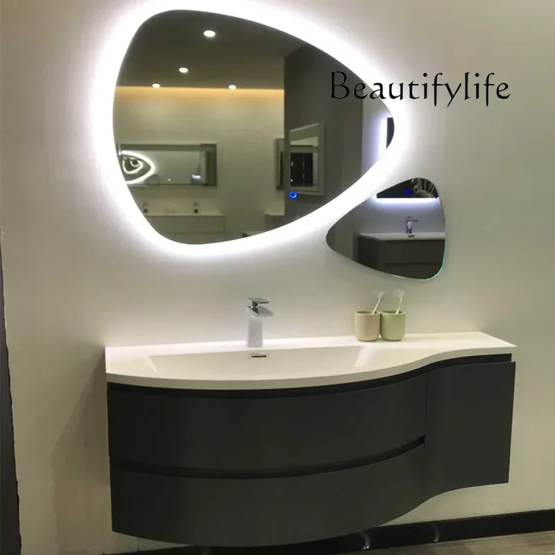 

Big belly basin bathroom cabinet narrow small apartment wash basin washbasin solid wood bathroom cabinet hanging cabinet