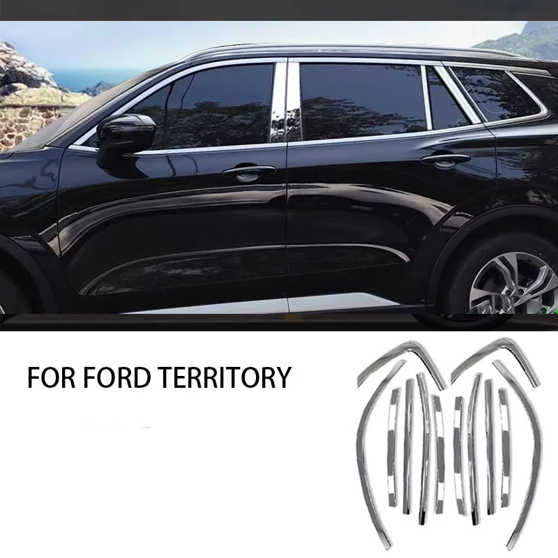 

FIT FOR FORD TERRITORY 2023 2024 2025 Stainless steel black Exterior Window Molding Strip Sill side Cover Trim Chrome delete