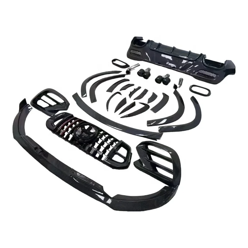 

B Style Carbon Fiber Bodykit Front Rear Bumper Lip Side Skirts Wing Mirror Cover Grille for Mercedes-Benz GLE Coupe63 53 2021+