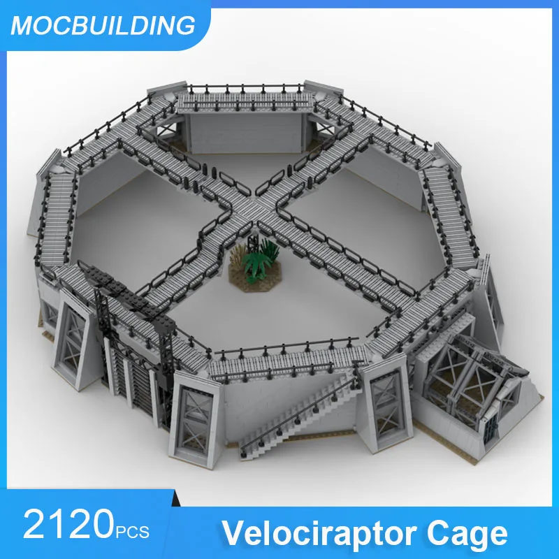 MOC Building Blocks Velociraptor Cage Model DIY Assemble Bricks Architecture Display Educational Creative Toys Gifts 2120PCS