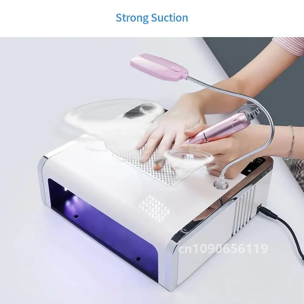 3 IN 1 Nail Machine Set With 108W LED Lamp Nails Dryer and Powerful Vacuum Cleaner  & Electric Nail Drill  Manicure Machine