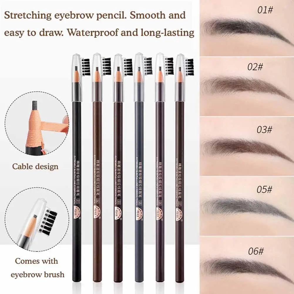 Wenkbrauw Potlood Make-Up Wenkbrauw Versterkers Cosmetische Kunst Houten Bruine Oog Make-Up Tool Pen Types Gekleurd Wenkbrauw Stereo Waterdichte H 5X7