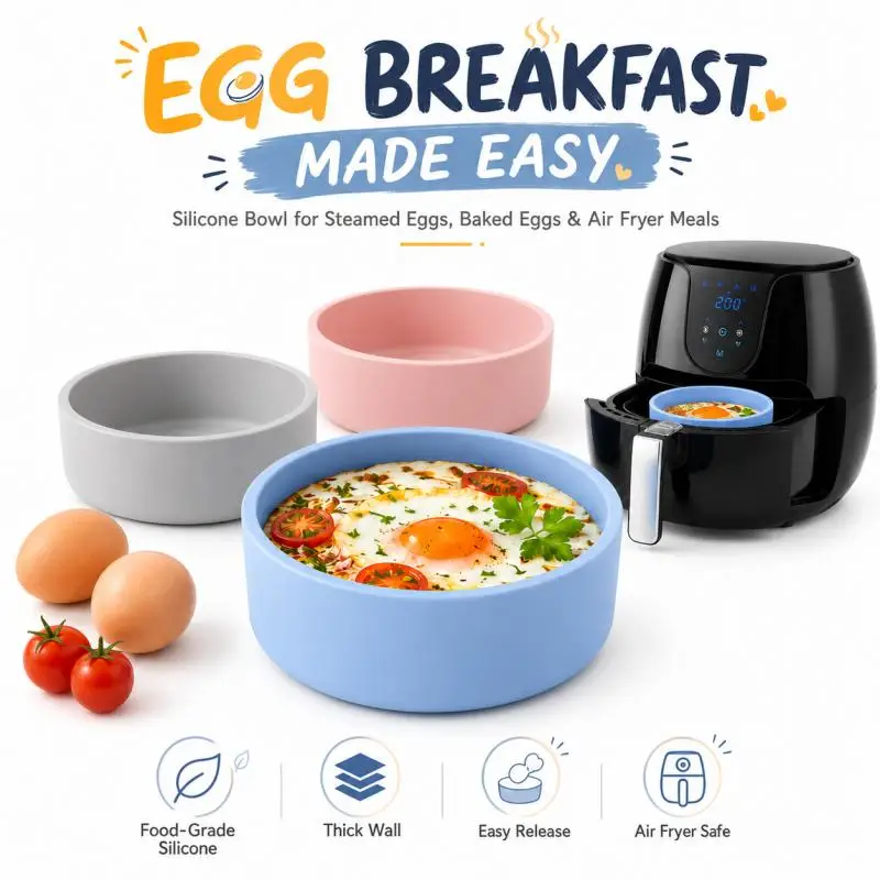 1/2/3pcs Reusable Silicone Air Fryer Egg Steaming Mold, Universal for Microwave and Oven Non Stick Easy To Clean Kitchen Tool