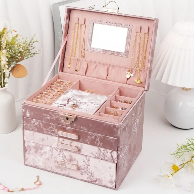 Multi Layer Jewelry Box Wedding Earrings Jewellery Storage Boxes Large Capacity Necklace Organizer Case Exquisite Display Cases