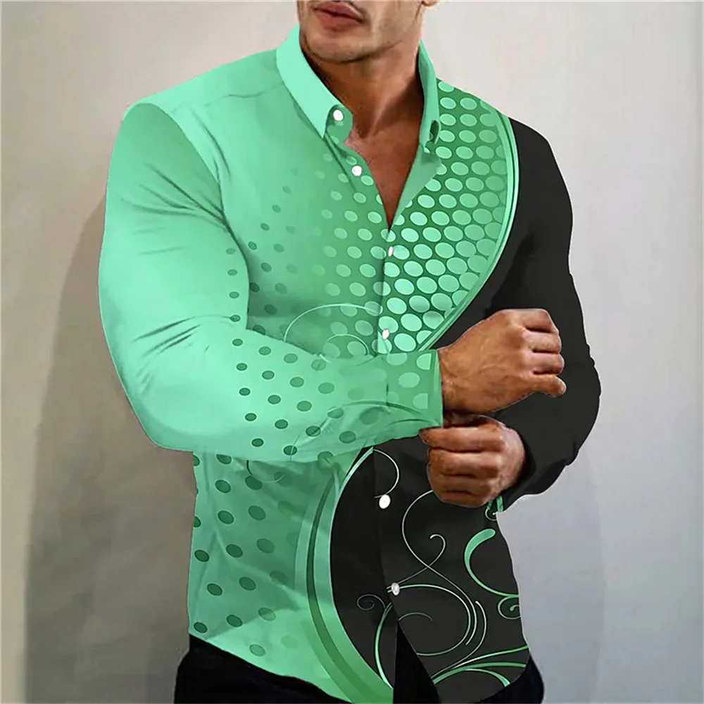 New Men's 8-color Natural Plant 3D Printed Long-sleeved Shirt Men's Business Casual 6XL Large Size Outdoor Vacation Top Shirt - Image 2