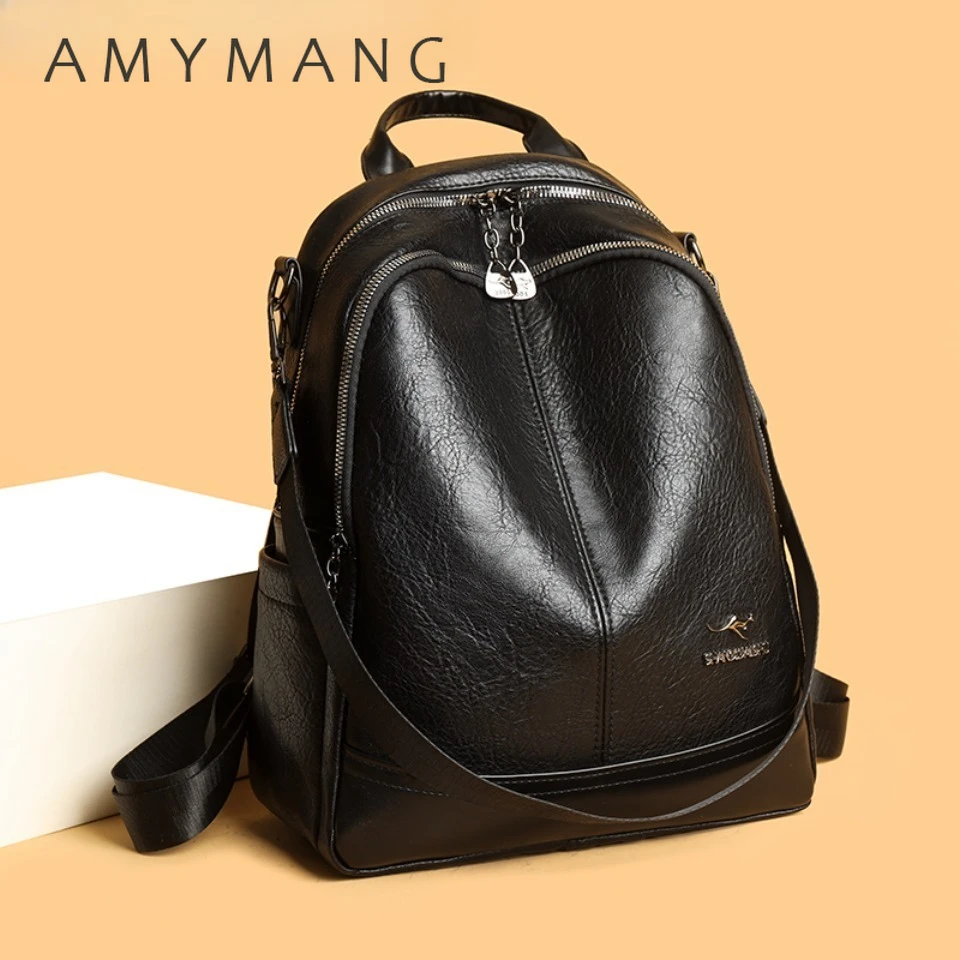 High Quality Solid Color Women's Backpack Fashion Mochila Multifunctional Bag Brand Designer Casual Backpacks Travel School Bags