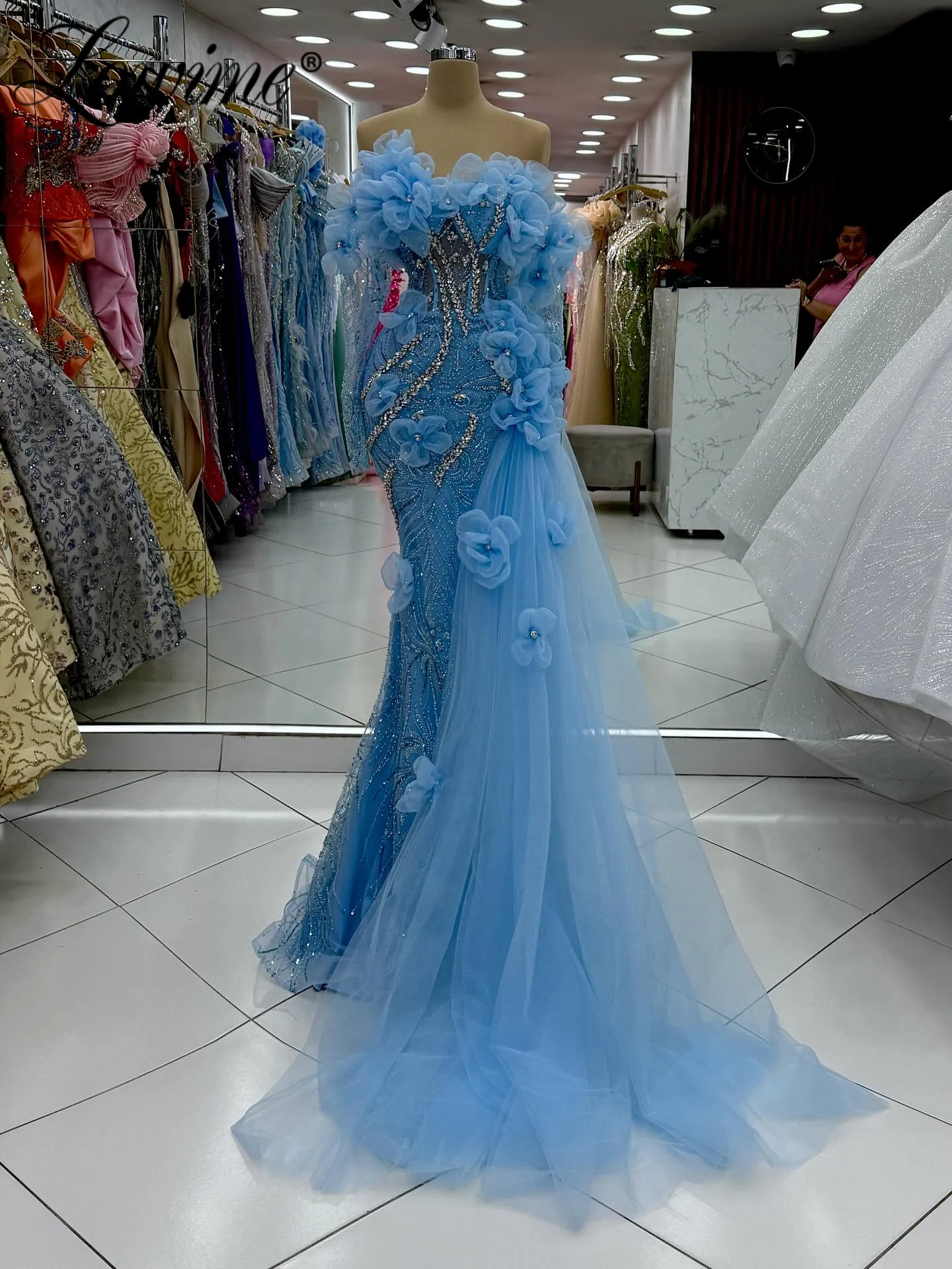 group usa dresses Prom Prom Dress Slate Blue Long