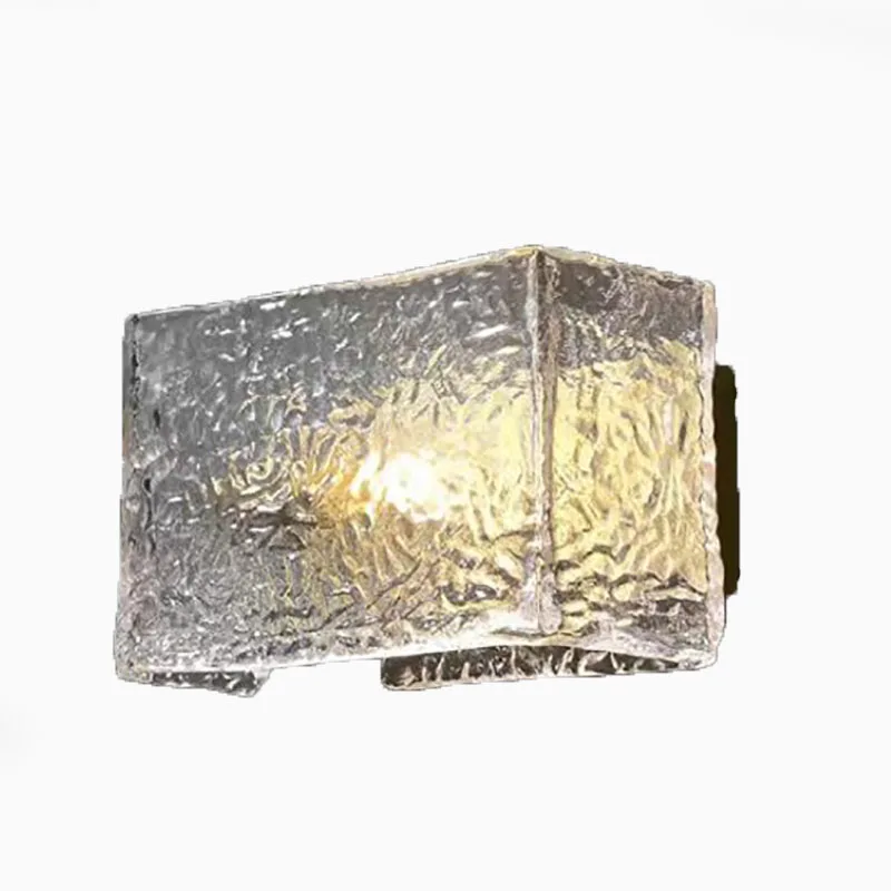 Square Water Pattern Glass Wall Lamp For Bedroom Foyer Aisle Lighting Fixtures Indoor Atmosphere Decor Modern Sconces E14 Bulb