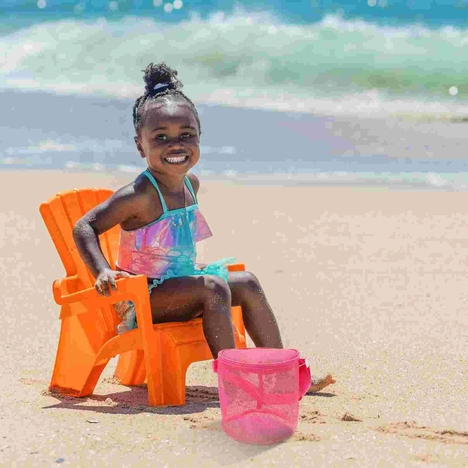 Bolsa de almacenamiento de playa de gran capacidad para niños, juguete de arena, cubo tridimensional de malla para niños