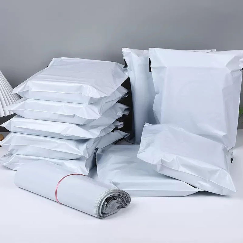 Wysyłka Torby kopertowe Plastikowa koperta ekspresowa Torba do przechowywania Szary biały kolor Torby wysyłkowe Samoprzylepna uszczelka Pakowanie Torba kurierska
