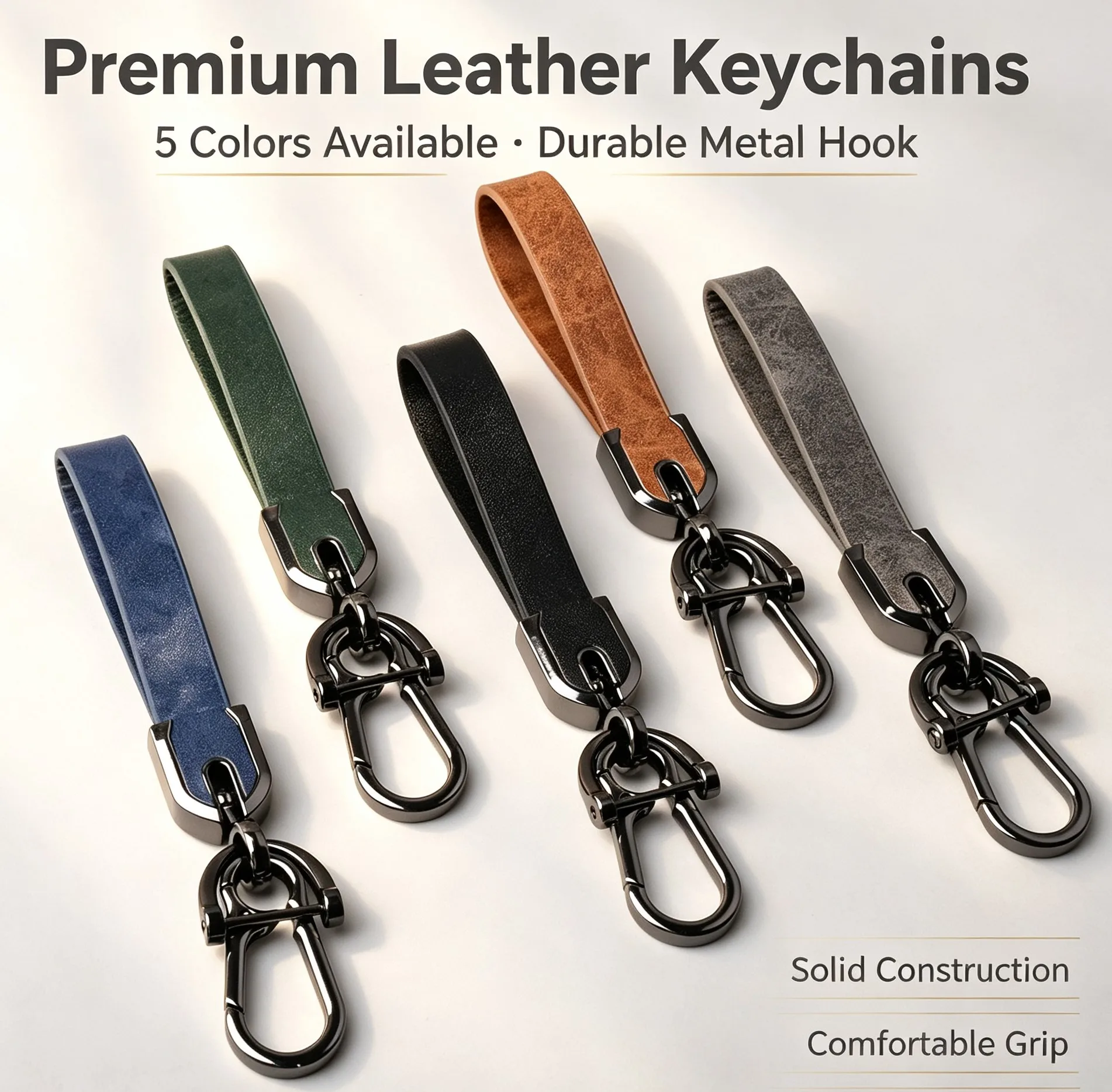 Leather Wrist Strap Car Keychain for Multi-functional Waist Hanging Key Ring with Anti-lost Design for Vehicle Keys Daily Carry