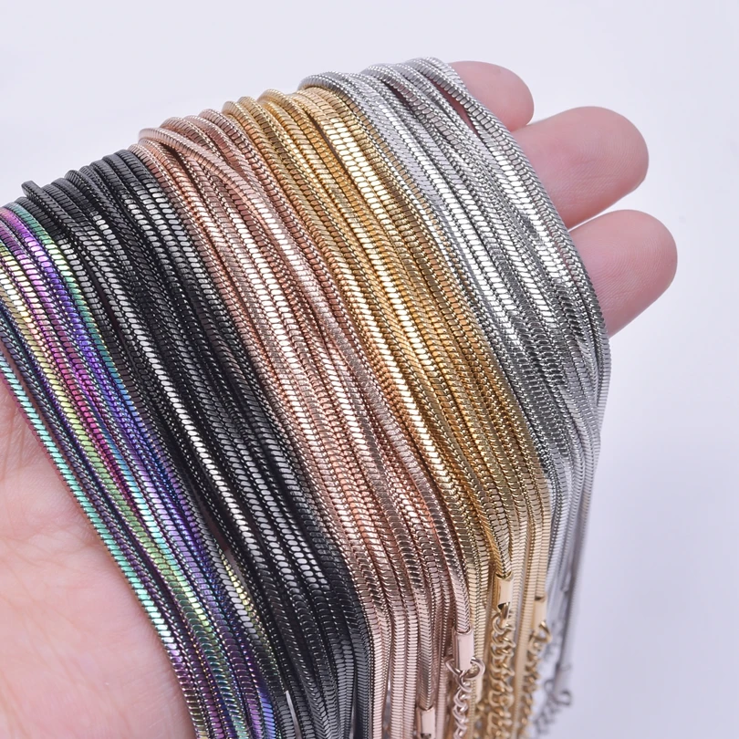 1/5/10pcs Wholesale 40+5cm Square Snake Chain Jewelry On The Neck Decor Stainless Steel Necklaces For Women Men Accessories Gift