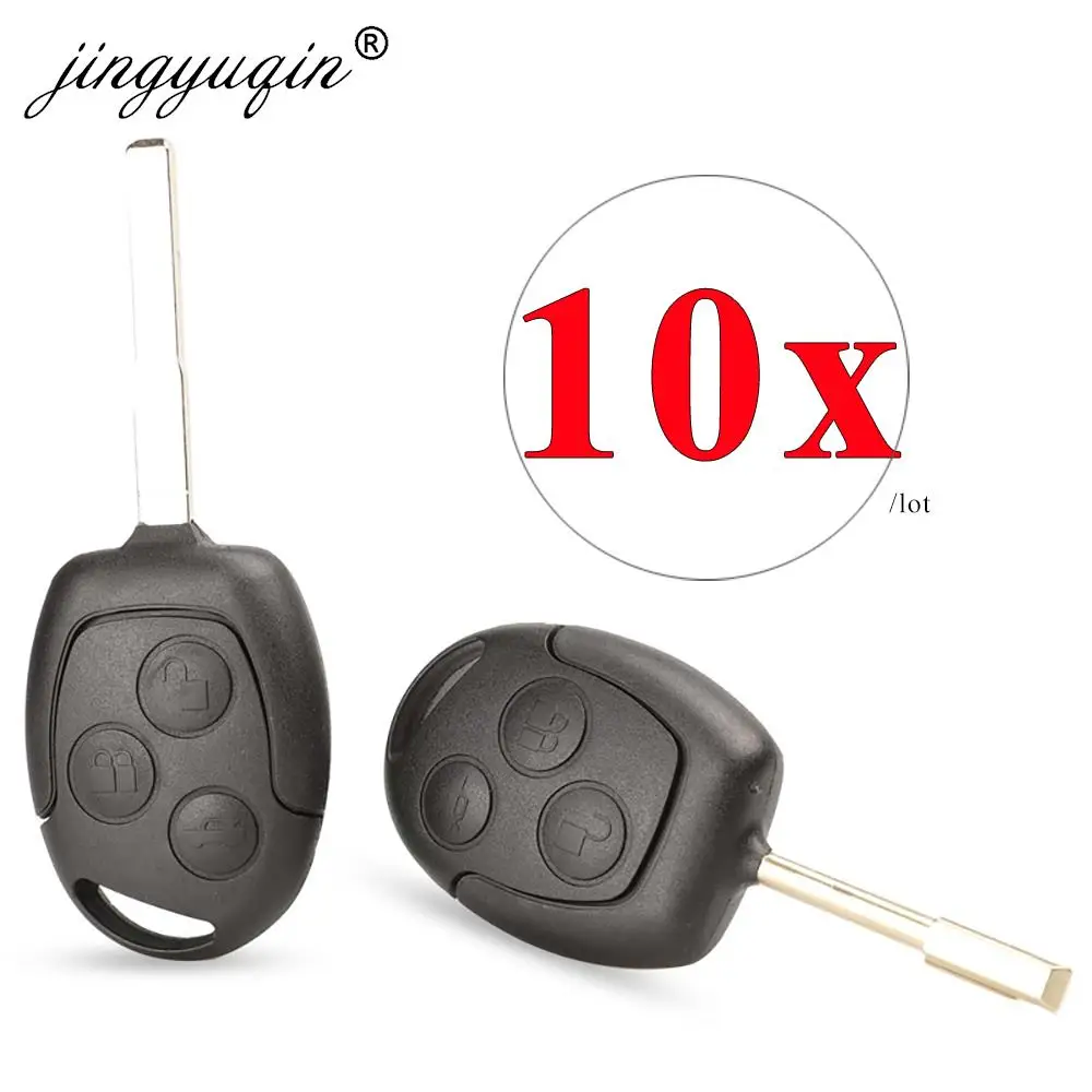 jingyuqin 10pcs/lot 3 Buttons Remote Key Fob Shell For Ford Mondeo Fiesta Focus Ka Transit Uncut Key Case