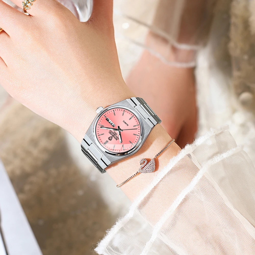 ساعات BINBOND النسائية الأنيقة والبسيطة الأصلية كوارتز للسيدات مقاومة للماء من الفولاذ المقاوم للصدأ وأسبوع التاريخ المضيء