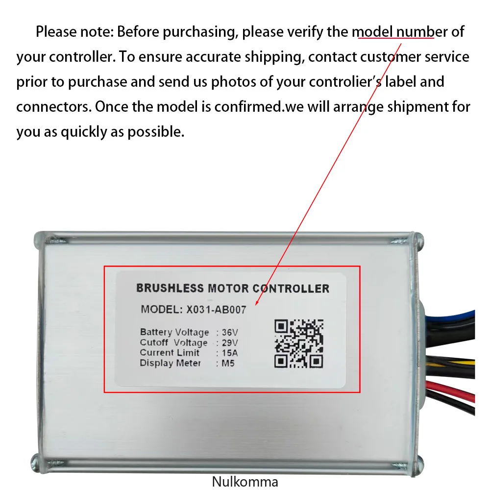 NULKOMMA Brushless Motor Controller X031-AB007 36V 15A E-Bike Scooter Universal E-Bike Conversion Kit Bicycle Speed Controller