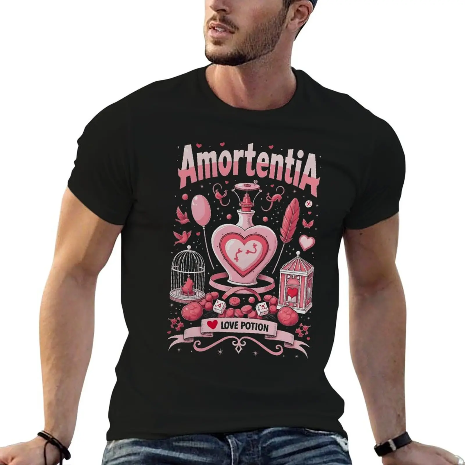 

Amortentia Love Potion Round Neck T-shirt Movement Tees Classic Humor Graphic Home USA Size